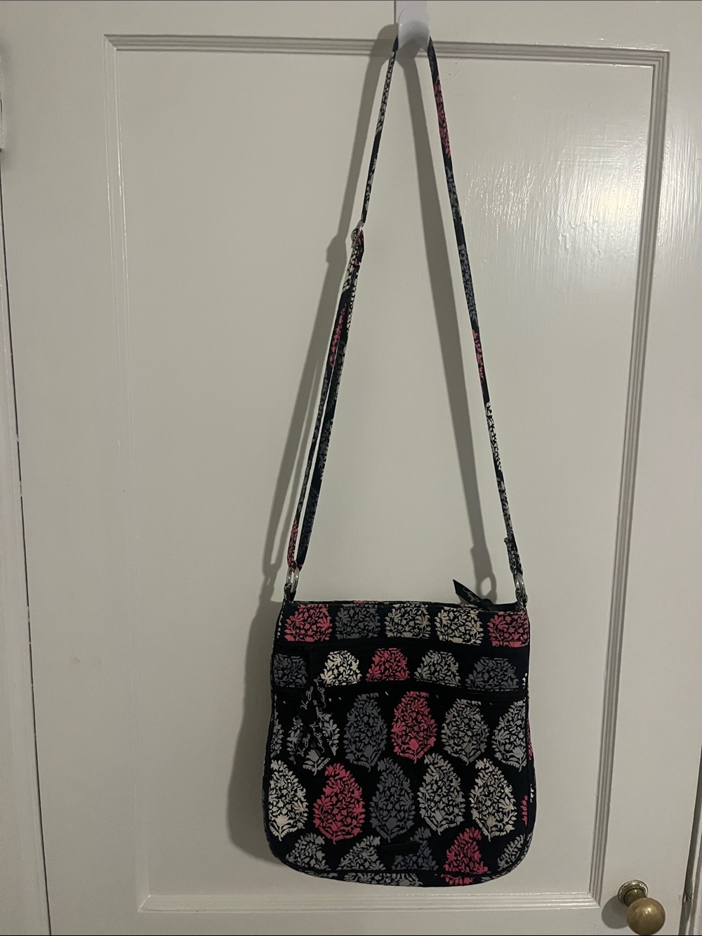 Vera Bradley Quilted Floral Crossbody in Black, Pink & Cream